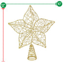 Glittered Star Tree Topper - Christmas Gold Sparkle Wire Star Leafy Decoration