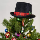 Ornativity Snowman Hat Tree Topper - Snow Man Top Hat Christmas Tree Top Decorations With Plaid Red Ribbon And Mistletoe Holly And Berry