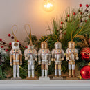 Nutcracker Hanging Ornament Figures – Gold and Silver Glittered Christmas Mini Wooden King and Soldier Nutcrackers Xmas Tree Ornament Set – 5 Pieces