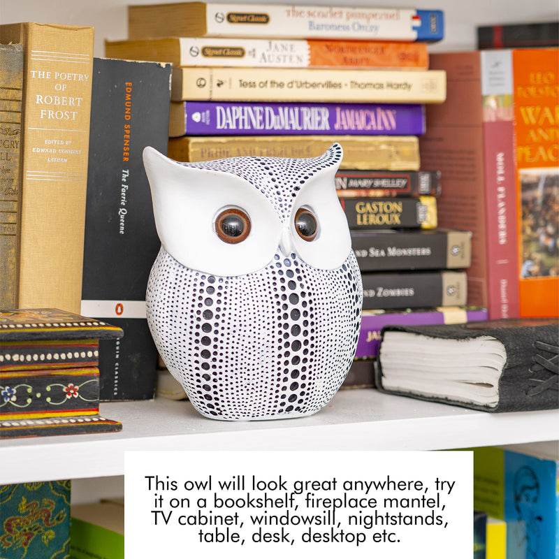 White Owl Statue Figurine - Animal Sculpture Home Decoration for Bedroom Living Room Kitchen Office Bathroom House Decor Figurines