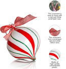 Peppermint Candy Ornament Set – Christmas Candy Cane Shatterproof Candy Balls Hanging Ornaments for Indoor or Outdoor Christmas Tree – 1 Dozen
