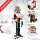 Christmas Fisher Man Nutcracker – Red and Green Wooden Fisherman Nutcracker Man with Fishing Rod and Fish in Hand Xmas Themed Holiday Nut Cracker Doll Figure Decorations