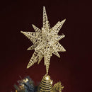 Gold Star Tree Topper – Christmas Gold 3D Glitter Star Ornament Treetop Decoration for Large Tree