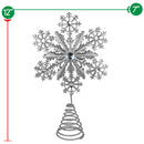 Glitter Snowflake Tree Topper - Gold Sparkling Gem Christmas Tree Decoration (Silver Glitter)
