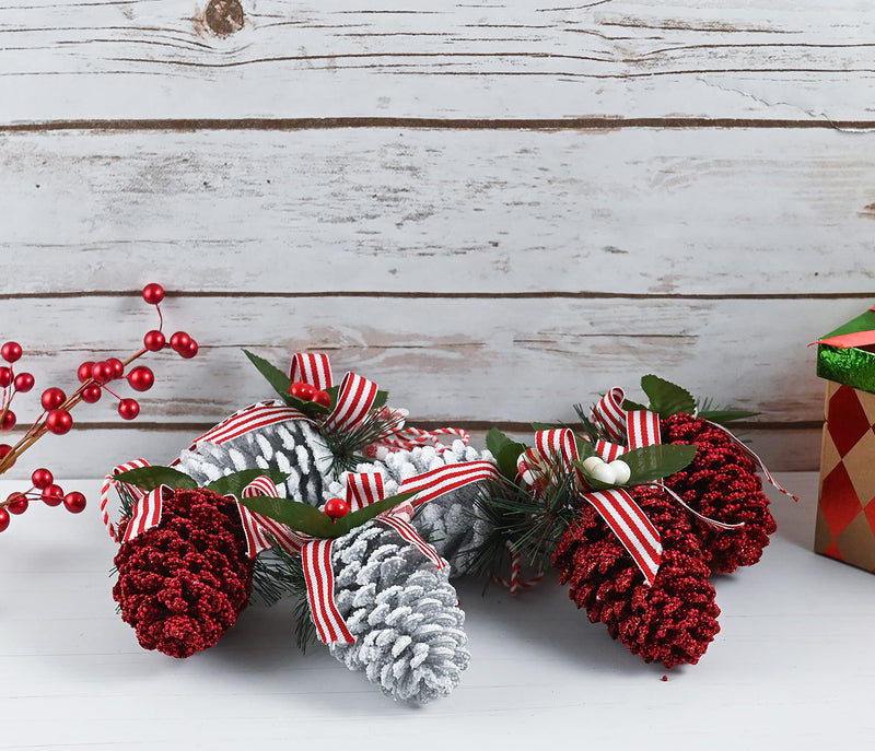 Red and White Garland - Rustic Christmas Wooden Farmhouse Country Wood