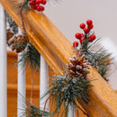 Pine and Berries Garland - Pine Needles, Pinecone and Berry Rustic Holiday Christmas Tree Natural Garland Decorations – 6 Ft