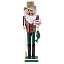 Christmas Fisher Man Nutcracker – Red and Green Wooden Fisherman Nutcracker Man with Fishing Rod and Fish in Hand Xmas Themed Holiday Nut Cracker Doll Figure Decorations