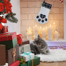Christmas Pet Paw Stocking - Cute Pet Hanging Stockings for Xmas Holiday Decorations with Large Plaid Paw - Pack of 1