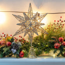 White Gold Tree Topper – Christmas Gold 3D Glitter Star Ornament Treetop Decoration