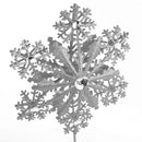 Glitter Snowflake Tree Topper - Gold Sparkling Gem Christmas Tree Decoration (Silver Glitter)