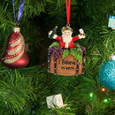 Santa Wine Barrel Ornament - Santa On Wine Barrel Christmas Holiday Tree Decoration