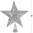 Star Tree Topper - Christmas Glitter Star Ornament Treetop Decoration (Silver)