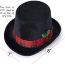 Ornativity Snowman Hat Tree Topper - Snow Man Top Hat Christmas Tree Top Decorations With Plaid Red Ribbon And Mistletoe Holly And Berry