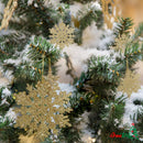 Ornativity Glitter Snowflake Ornaments - Holiday Wedding Plastic Sparkling Hanging Snowflakes  Pack of 24