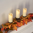 Maple Leaves Candle Holder - Thanksgiving Fall Harvest Themed Candleholder Centerpiece Decorations with Pinecones and Acorns