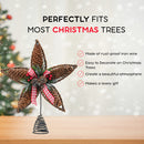 Rattan Star Tree Topper - Christmas Rustic Acorn Tree Topper with Holly and Berry Decorations