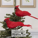 Red Cardinal Bird Clips - Christmas Holiday Red Birds Cardinal Tree Ornaments with Clips for Attachment - Pack of 2