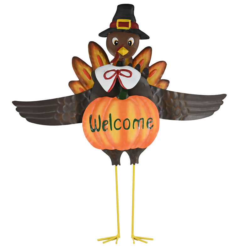 Turkey Yard Stake Decoration - Metal Outdoor Front Yard Welcome Sign Thanksgiving Decor Lawn Ornament Kit - 1 Set