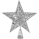 Star Tree Topper - Christmas Glitter Star Ornament Treetop Decoration (Silver)