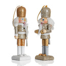 Nutcracker Hanging Ornament Figures – Gold and Silver Glittered Christmas Mini Wooden King and Soldier Nutcrackers Xmas Tree Ornament Set – 5 Pieces