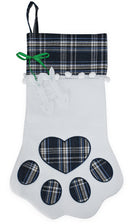 Christmas Pet Paw Stocking - Cute Pet Hanging Stockings for Xmas Holiday Decorations with Large Plaid Paw - Pack of 1