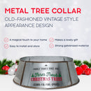 Metal Christmas Tree Collar - 18" Galvanized Tin Metal Rustic Bucket Base Skirt for Xmas Holiday Tree Bottom