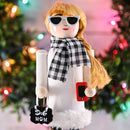 Christmas Dog Mom Nutcracker – White and Black Wooden Nutcracker Woman with Dog on Leash and a Smartphone in Hand Xmas Themed Holiday Nut Cracker Doll Figure Decorations