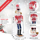 Christmas Woman Skier Nutcracker – Red and White Wooden Nutcracker Woman with Ugly Sweater and Ski Sticks in Skiing Pose Xmas Themed Holiday Nut Cracker Doll Figure Decorations