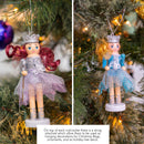 Nutcracker Hanging Ornament Figures – Fairy Ballet Dancers Glittered Christmas Mini Wooden Nutcrackers Xmas Tree Ornament Set – 4 Pieces