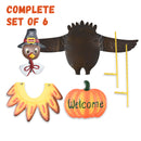 Turkey Yard Stake Decoration - Metal Outdoor Front Yard Welcome Sign Thanksgiving Decor Lawn Ornament Kit - 1 Set