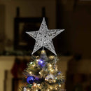 Star Tree Topper - Christmas Glitter Star Ornament Treetop Decoration (Silver)