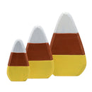 Candy Corn Home Decorations - Rustic Wooden Painted Fall Shelf Sitters Farmhouse Mantel Shelves and Tabletop Ornament Decor - Set of 3