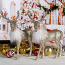 Gold Glitter Christmas Reindeer - Holiday Party Deer Figurine Statues Dinner Tabletop Decorations Centerpiece - Pack of 2…