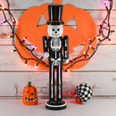 Christmas Scary Skeleton Nutcracker – Black and White Wooden Day of The Dead Skeletal Nutcracker Man with Top Hat Xmas and Halloween Themed Holiday Nut Cracker Doll Figure Decorations
