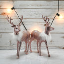 Rose Glitter Christmas Reindeer - Holiday Party Deer Rose Gold Figurine Statues Dinner Tabletop Decorations Centerpiece - Pack of 2