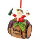 Santa Wine Barrel Ornament - Santa On Wine Barrel Christmas Holiday Tree Decoration