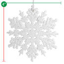 Ornativity Glitter Snowflake Ornaments - Holiday Wedding Plastic Sparkling Hanging Snowflakes  Pack of 24